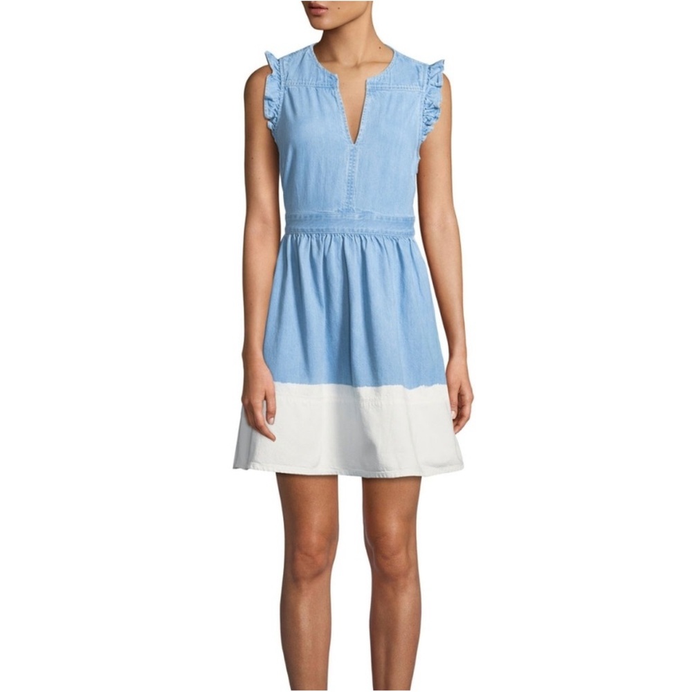 Kate Spade Blue and White Ruffled Sundress chambray